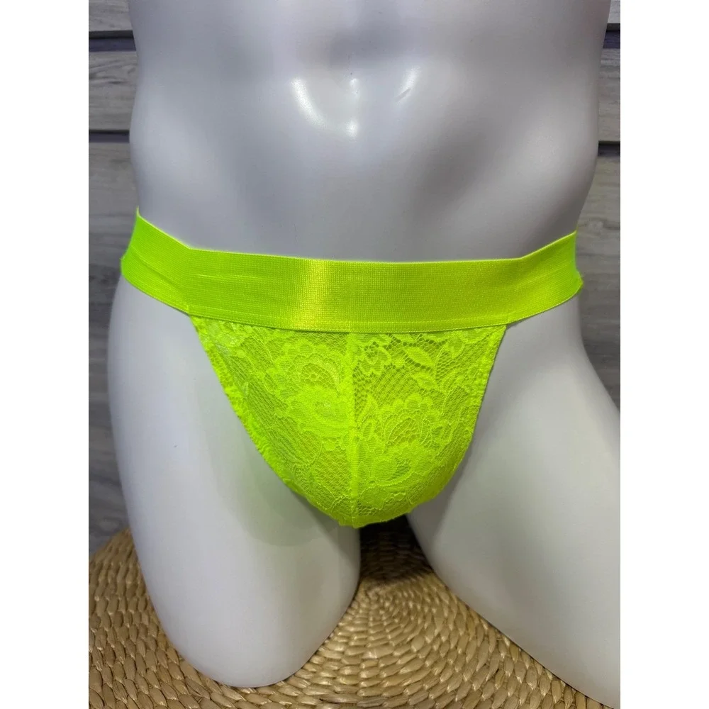 Cosabella Never Say Never Neon Yellow‎ Lace Sports Brief Men's XL NWT